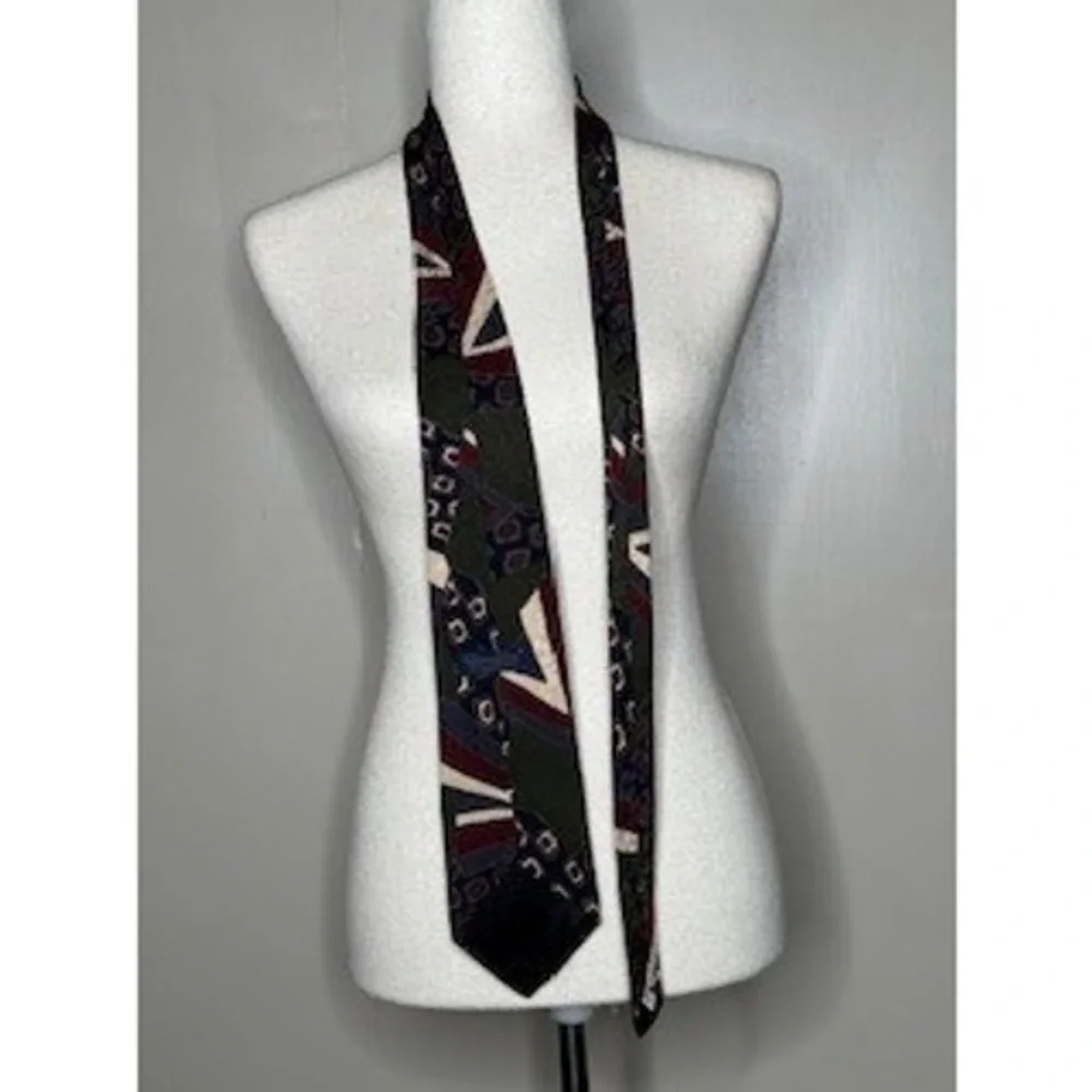 Oscar de la Renta Silk‎ Tie Couture Collection Italy Geometric Pattern